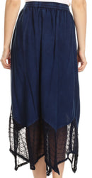 Sakkas Emma Adjustable Handkerchief Eyelet Hem Casual Skirt with Embroidery