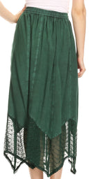 Sakkas Emma Adjustable Handkerchief Eyelet Hem Casual Skirt with Embroidery