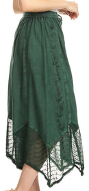 Sakkas Emma Adjustable Handkerchief Eyelet Hem Casual Skirt with Embroidery