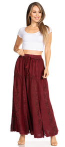 Sakkas Olivia Womens Maxi Bohemian Gypsy Long Skirt With Elastic Waist and Lace