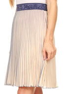 Sakkas Amira Accordion Pleated Midi Crepe Slim Skirt with Elastic Waist