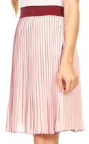 Sakkas Amira Accordion Pleated Midi Crepe Slim Skirt with Elastic Waist