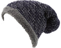 Sakkas Baldo Chunky Knit Faux Mint Lined Slouchy Hat Warm Unique Soft Unisex#color_YC16142-Navy