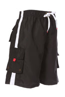 Sakkas Mens Solid Color with Contrast Stripes Skate Surf Board Short Swim Trunks