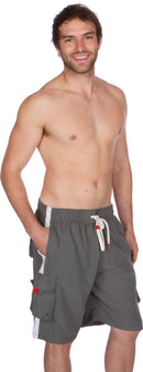 Sakkas Mens Solid Color with Contrast Stripes Skate Surf Board Short Swim Trunks