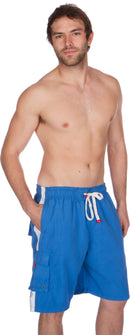 Sakkas Mens Solid Color with Contrast Stripes Skate Surf Board Short Swim Trunks