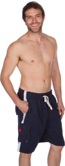 Sakkas Mens Solid Color with Contrast Stripes Skate Surf Board Short Swim Trunks