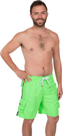 Sakkas Mens Solid Color with Contrast Stripes Skate Surf Board Short Swim Trunks