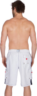 Sakkas Mens Solid Color with Contrast Stripes Skate Surf Board Short Swim Trunks
