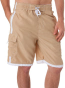Sakkas Mens Contrast Stripes Skate Surf Board Short / Swim Trunks