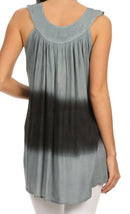 Sakkas Lexi Embroidered two tone Sleeveless V neck Top