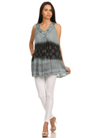 Sakkas Lexi Embroidered two tone Sleeveless V neck Top