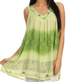 Sakkas Lexi Embroidered two tone Sleeveless V neck Top
