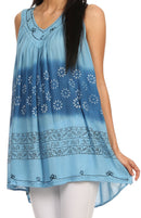 Sakkas Lexi Embroidered two tone Sleeveless V neck Top