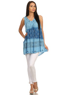 Sakkas Lexi Embroidered two tone Sleeveless V neck Top