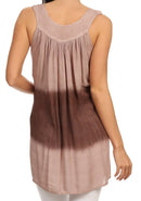 Sakkas Lexi Embroidered two tone Sleeveless V neck Top