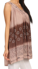 Sakkas Lexi Embroidered two tone Sleeveless V neck Top
