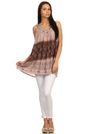 Sakkas Lexi Embroidered two tone Sleeveless V neck Top