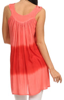 Sakkas Lexi Embroidered two tone Sleeveless V neck Top
