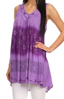 Sakkas Lexi Embroidered two tone Sleeveless V neck Top