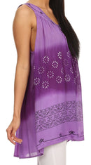 Sakkas Lexi Embroidered two tone Sleeveless V neck Top