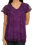 Sakkas Hope Embroidery And Seqiun Accents Summer Blouse