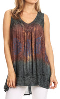 Sakkas Freya Dip Dyed Tie Dye Tank with Sequins and Embroidery#color_Grey