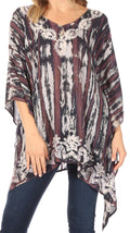Sakkas Alizia Lightweight Embroidery Batik Top Tunic Blouse Caftan Cover up Poncho#color_Black