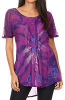 Sakkas Aline Women's Short Sleeve Casual Light Loose Scoop Neck Top Blouse Shirt