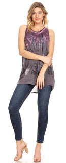 Sakkas Mina Women's Casual Loose Ombre Tie Dye Sleeveless Tank Top Tunic Blouse