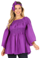 Sakkas Mela Women's Long Sleeve Peplum Off Shoulder Blouse Top in African Ankara