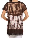 Sakkas Violet Embroidery Tie Dye Sequin Accents Blouse / Top