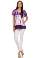Sakkas Violet Embroidery Tie Dye Sequin Accents Blouse / Top
