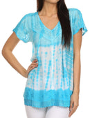 Sakkas Violet Embroidery Tie Dye Sequin Accents Blouse / Top