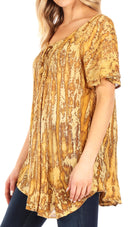 Sakkas Zoya Marbled Embroidery Cap Sleeves Blouse / Top