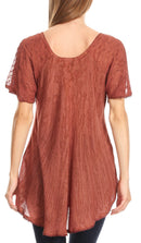 Sakkas Zoya Marbled Embroidery Cap Sleeves Blouse / Top