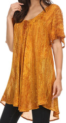 Sakkas Zoya Marbled Embroidery Cap Sleeves Blouse / Top