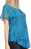 Sakkas Zoya Marbled Embroidery Cap Sleeves Blouse / Top