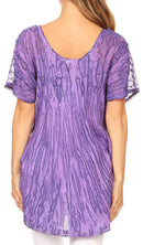 Sakkas Zoya Marbled Embroidery Cap Sleeves Blouse / Top