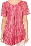 Sakkas Zoya Marbled Embroidery Cap Sleeves Blouse / Top
