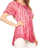 Sakkas Zoya Marbled Embroidery Cap Sleeves Blouse / Top