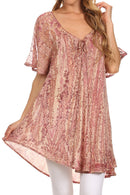 Sakkas Zoya Marbled Embroidery Cap Sleeves Blouse / Top