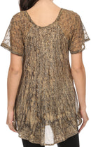 Sakkas Zoya Marbled Embroidery Cap Sleeves Blouse / Top