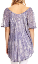 Sakkas Zoya Marbled Embroidery Cap Sleeves Blouse / Top