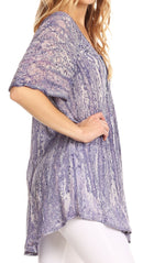Sakkas Zoya Marbled Embroidery Cap Sleeves Blouse / Top