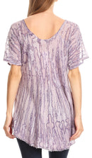 Sakkas Zoya Marbled Embroidery Cap Sleeves Blouse / Top