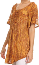 Sakkas Zoya Marbled Embroidery Cap Sleeves Blouse / Top