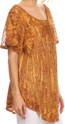 Sakkas Zoya Marbled Embroidery Cap Sleeves Blouse / Top