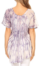 Sakkas Zoya Marbled Embroidery Cap Sleeves Blouse / Top