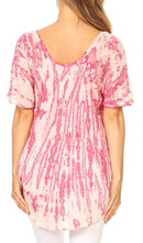 Sakkas Zoya Marbled Embroidery Cap Sleeves Blouse / Top